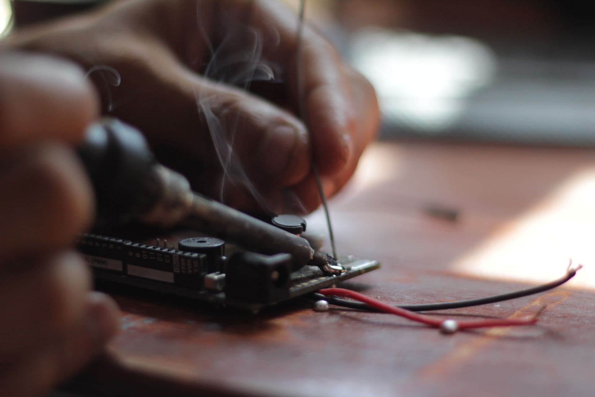 Engineers working on hardware